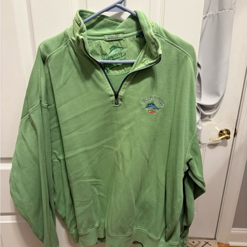 Tommy Bahama Green Zip Up Sweater